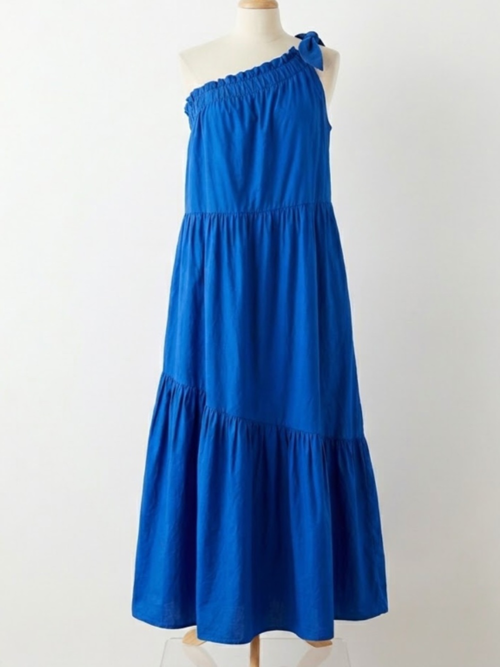 Xirena Maisie Azure Blue Asymmetric Tiered One Shoulder Maxi Dress Size M